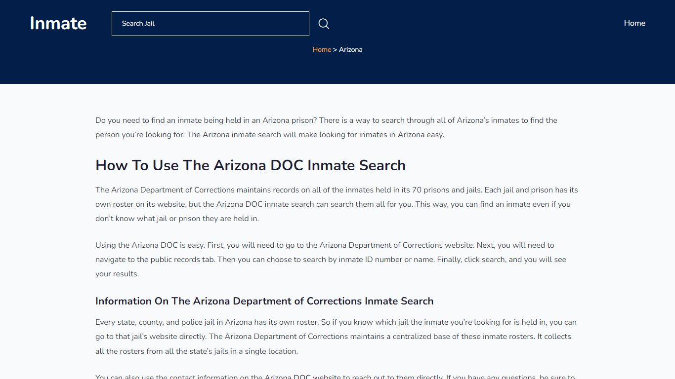 Arizona Inmate Search - Arizona DOC - InmateID